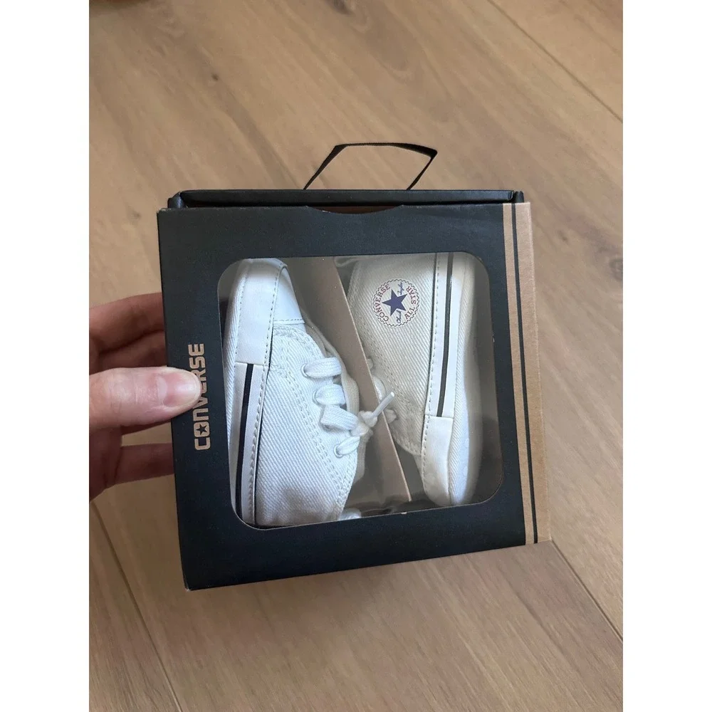 Converse Chuck Taylor All Star First Star White Canvas Crib Shoes Size 2 88877